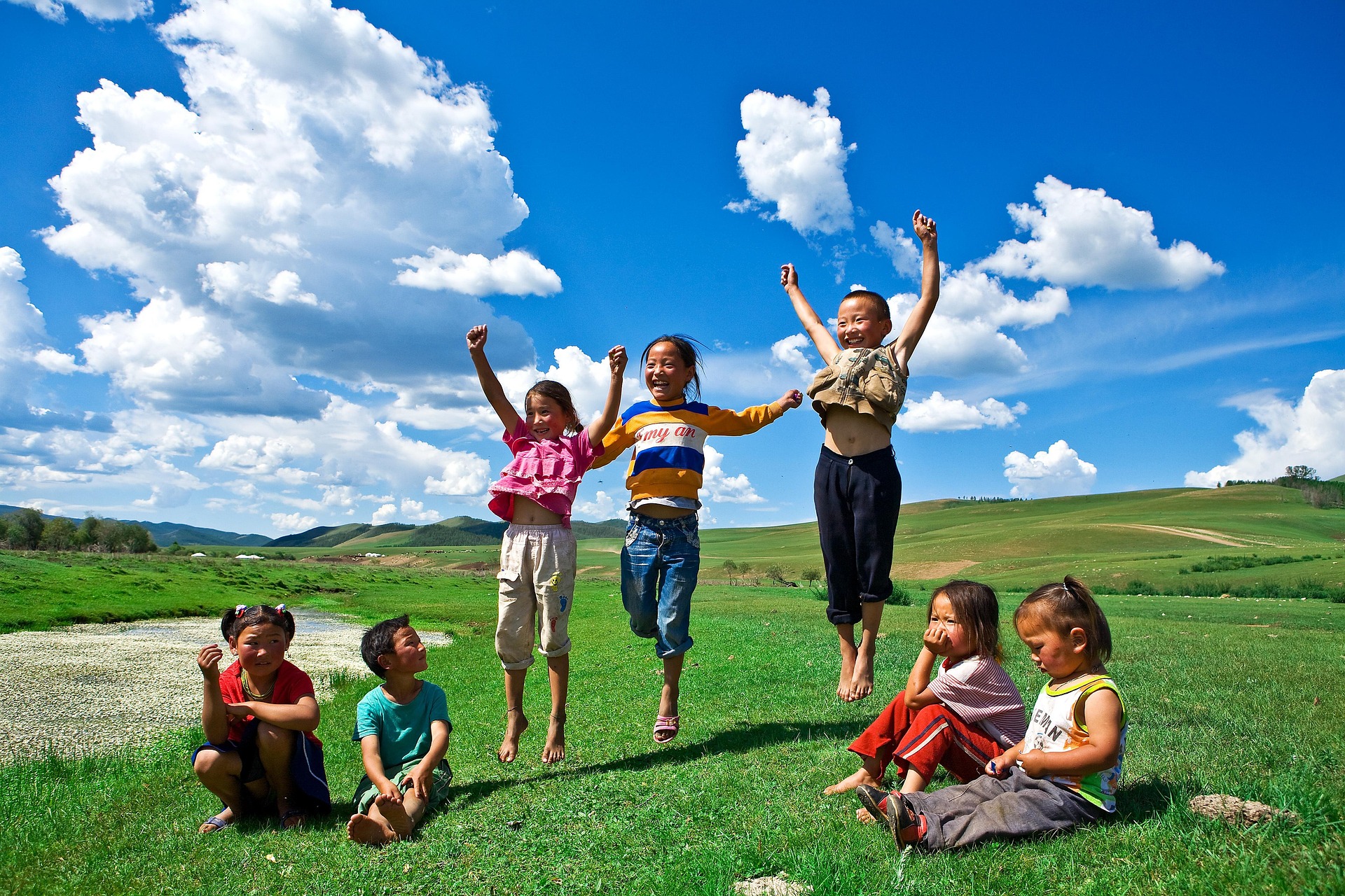 Children on a hillside