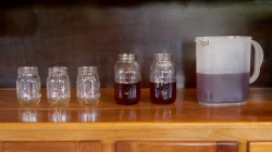 1-gal pitcher and several glass jars